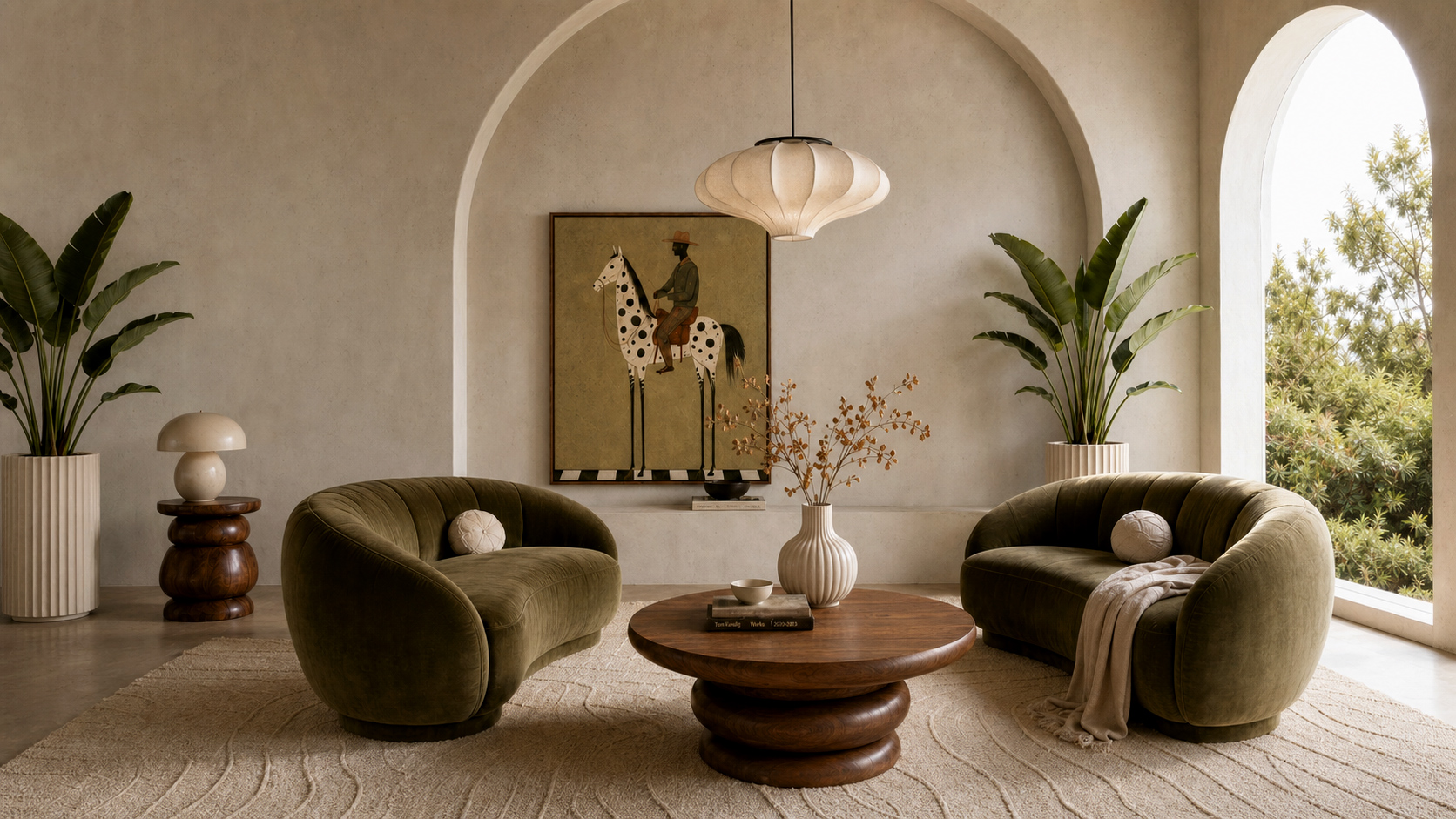 A photorealistic living room composed inside StudioReno